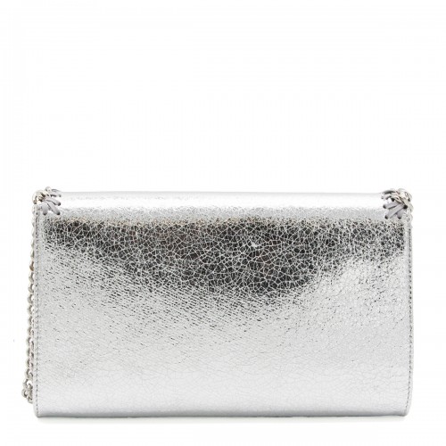 SILVER FAUX LEATHER FALABELLA MINI SHOULDER BAG