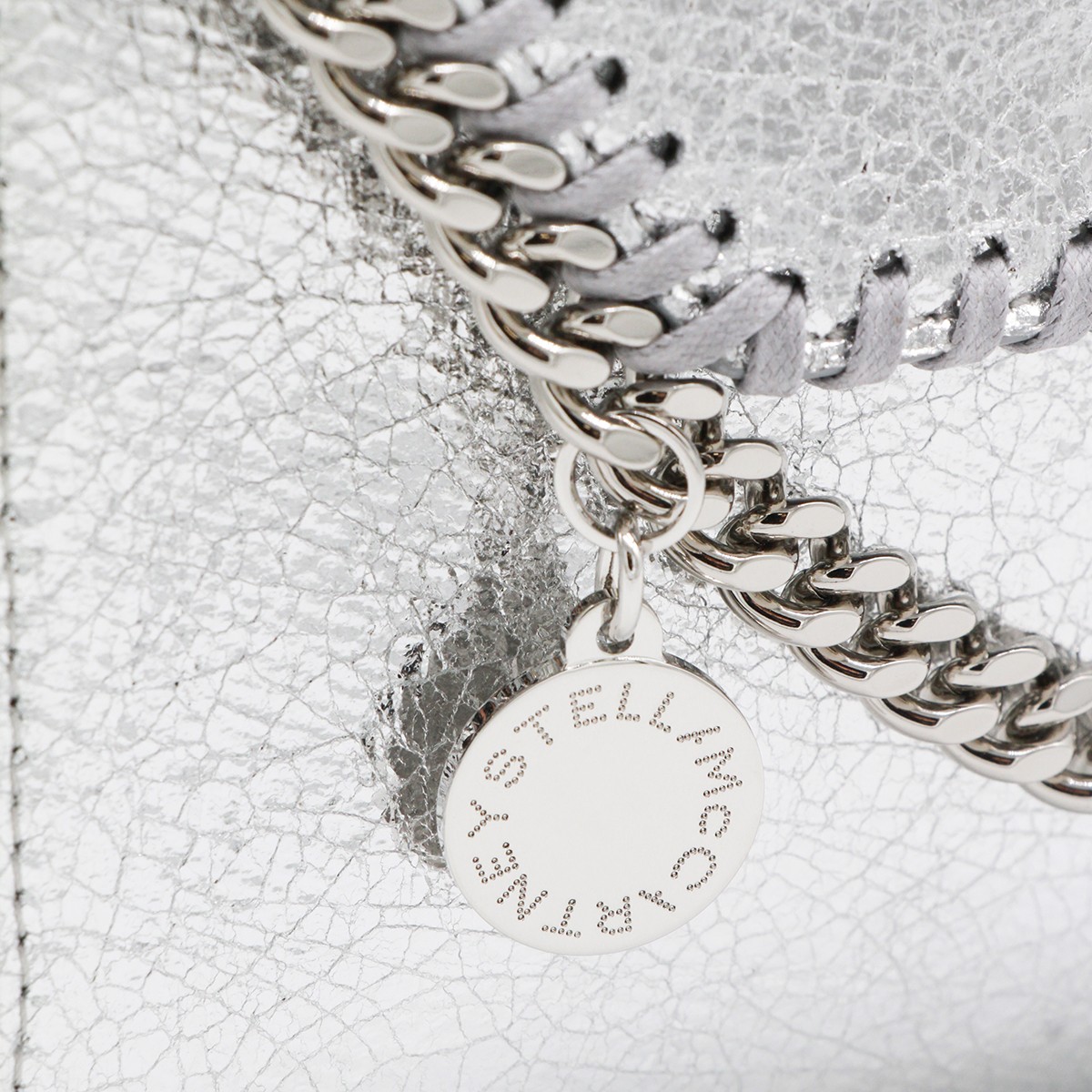 SILVER FAUX LEATHER FALABELLA MINI...
