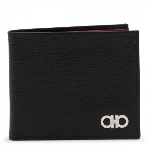 BLACK LEATHER GANCINI BIFOLD WALLET