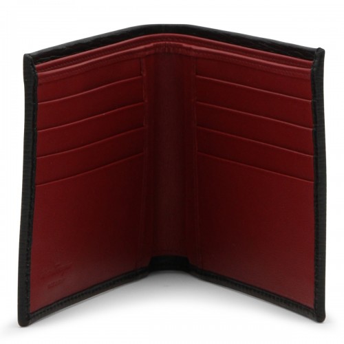 BLACK LEATHER GANCINI BIFOLD WALLET