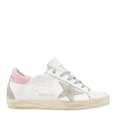 WHITE ICE AND PINK LEATHER SUPER-STAR SNEAKERS