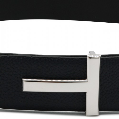 BLACK AND NAVY LEATHER BELT
