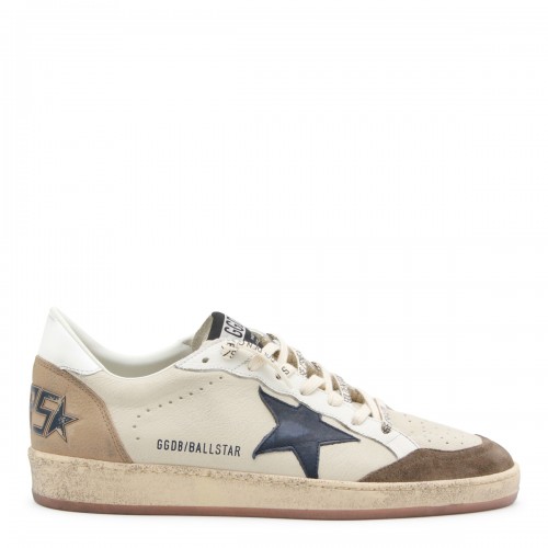 WHITE AND BROWN LEATHER BALL STAR SNEAKERS