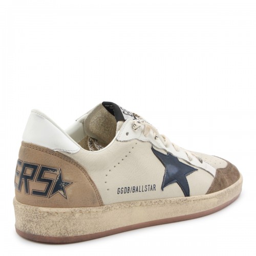 WHITE AND BROWN LEATHER BALL STAR SNEAKERS