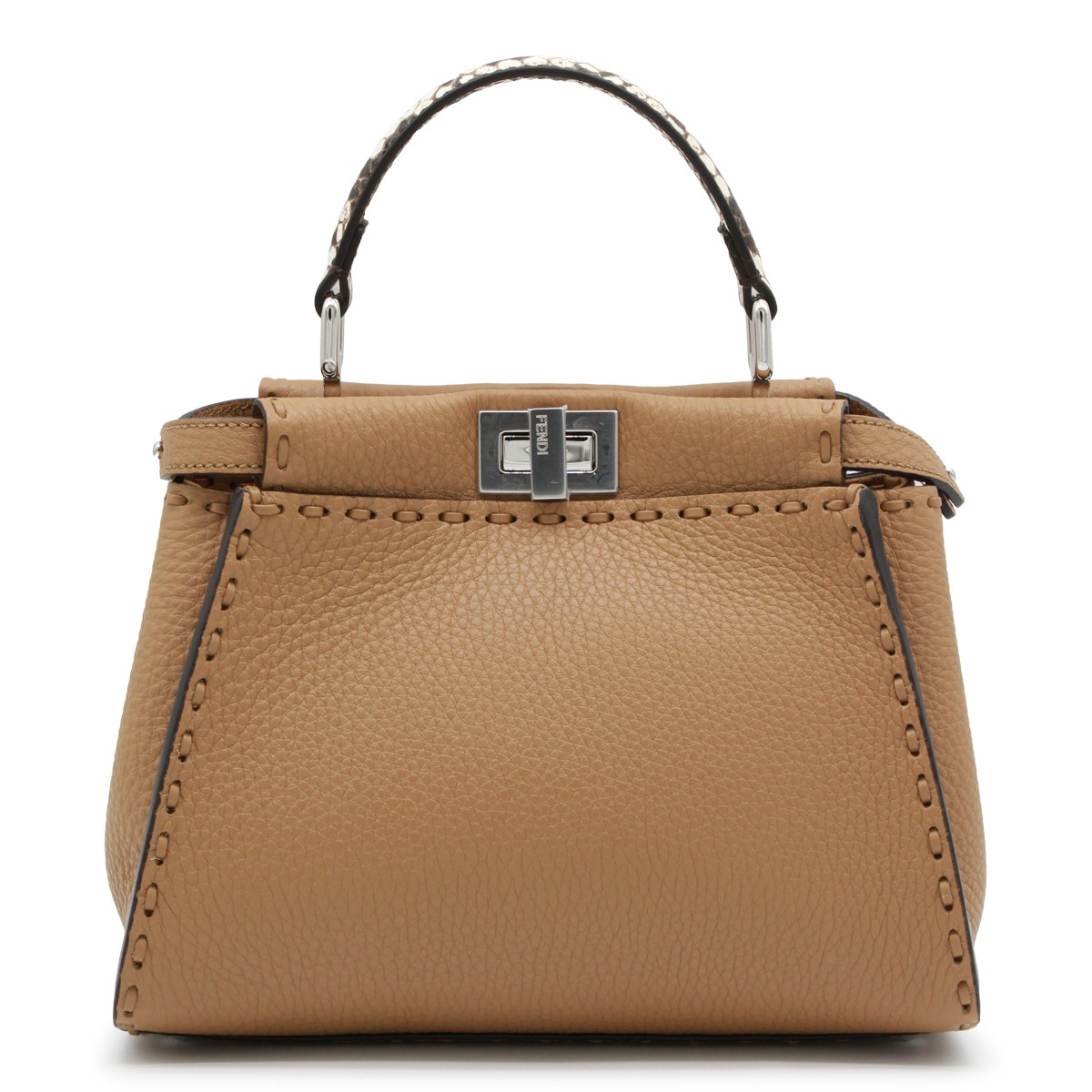 BEIGE LEATHER PEKABOO ISEEU TOP...