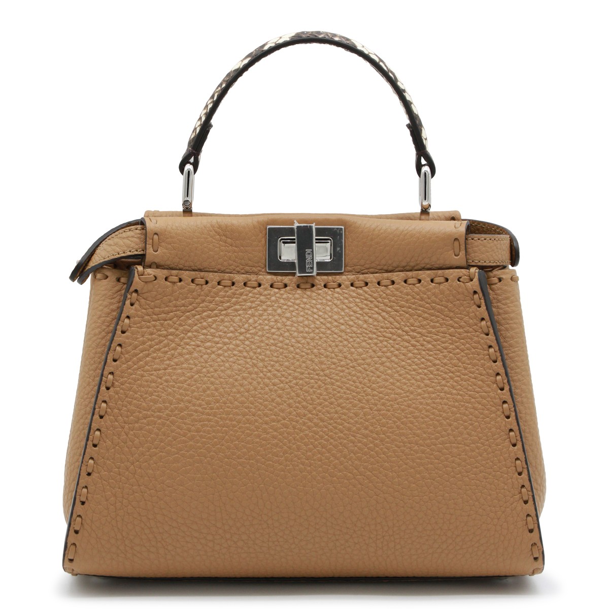 BEIGE LEATHER PEKABOO ISEEU TOP...