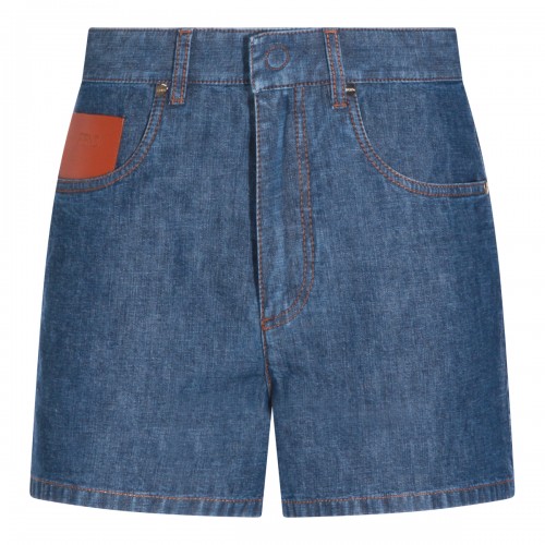 BLUE COTTON DENIM SHORTS