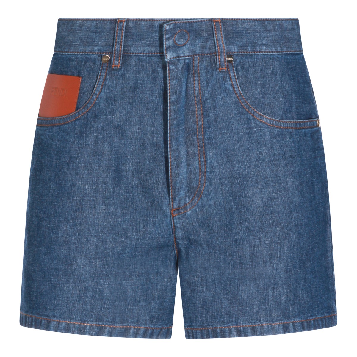 BLUE COTTON DENIM SHORTS