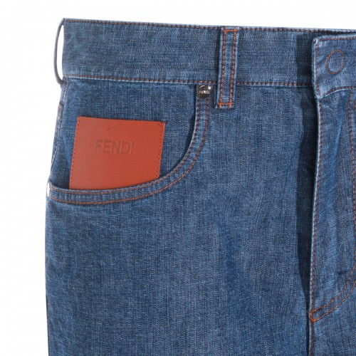 BLUE COTTON DENIM SHORTS