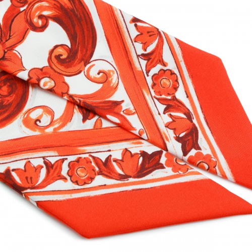 ORANGE AND WHITE SILK SCARF