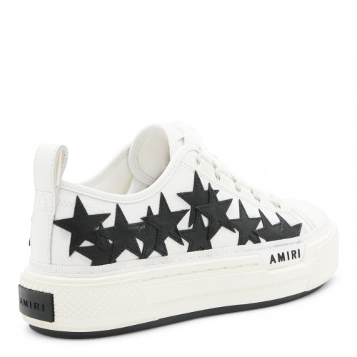 WHITE AND BLACK LEATHER STARS COURT SNEAKERS