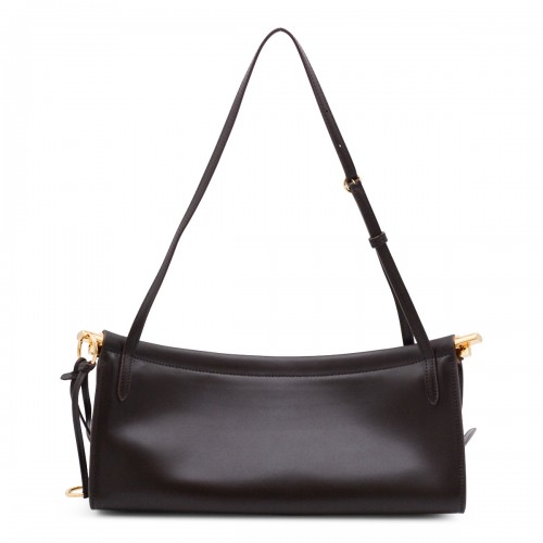 DARK BROWN LEATHER EAST WEST MEDIUM SHOULDER BAG