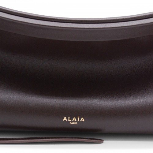 DARK BROWN LEATHER EAST WEST MEDIUM SHOULDER BAG