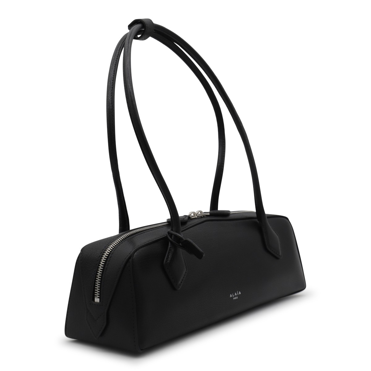 BLACK LEATHER TECKEL MEDIUM SHOULDER BAG