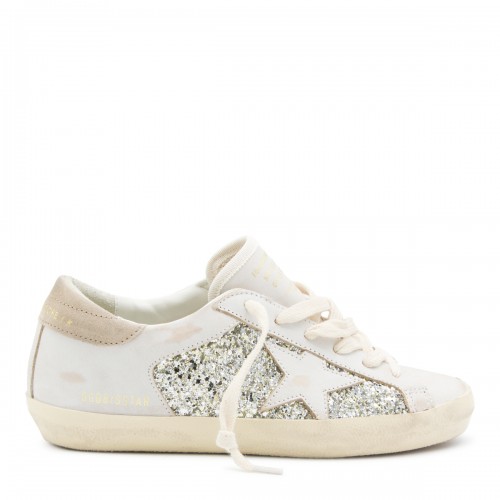 WHITE AND PLATINUM LEATHER...