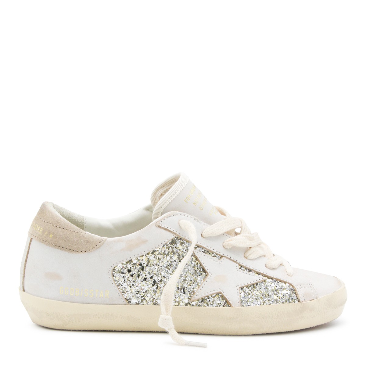 WHITE AND PLATINUM LEATHER SNEAKERS
