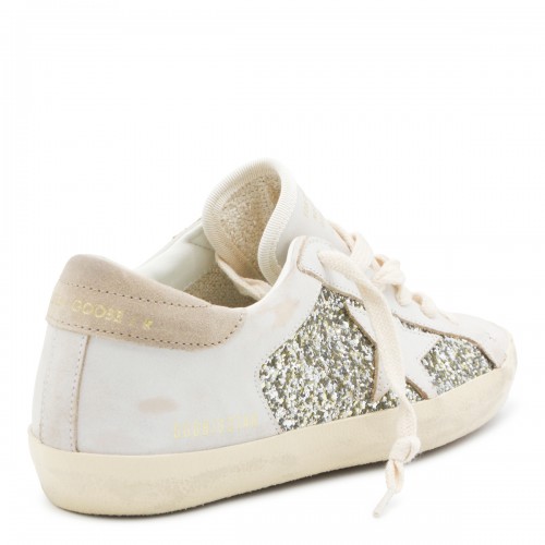 WHITE AND PLATINUM LEATHER SNEAKERS