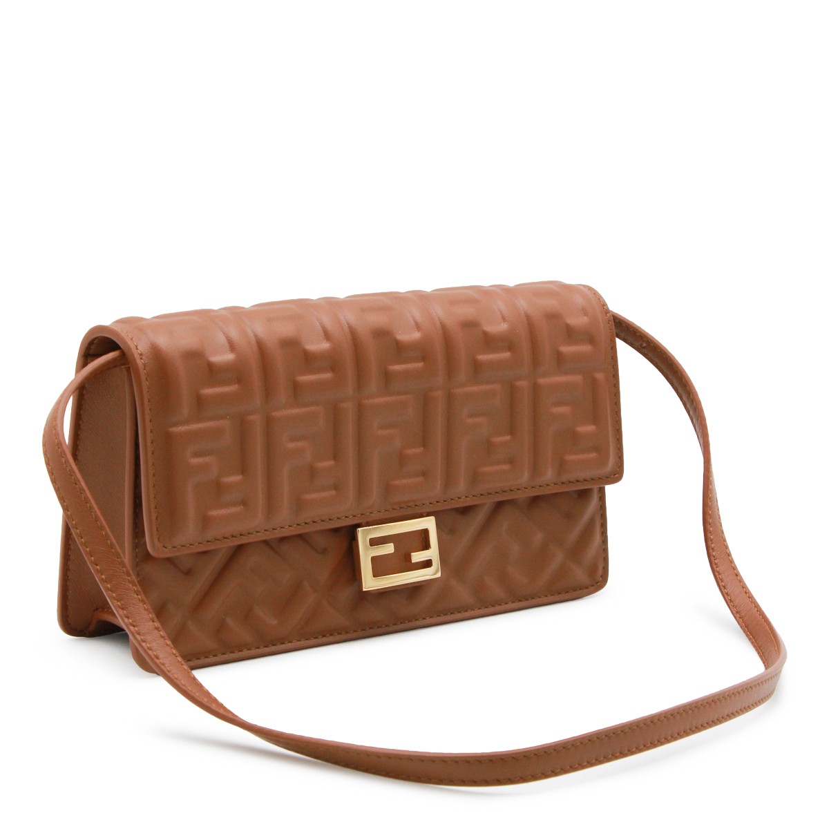 BROWN LEATHER BAGUETTE MINI BAG