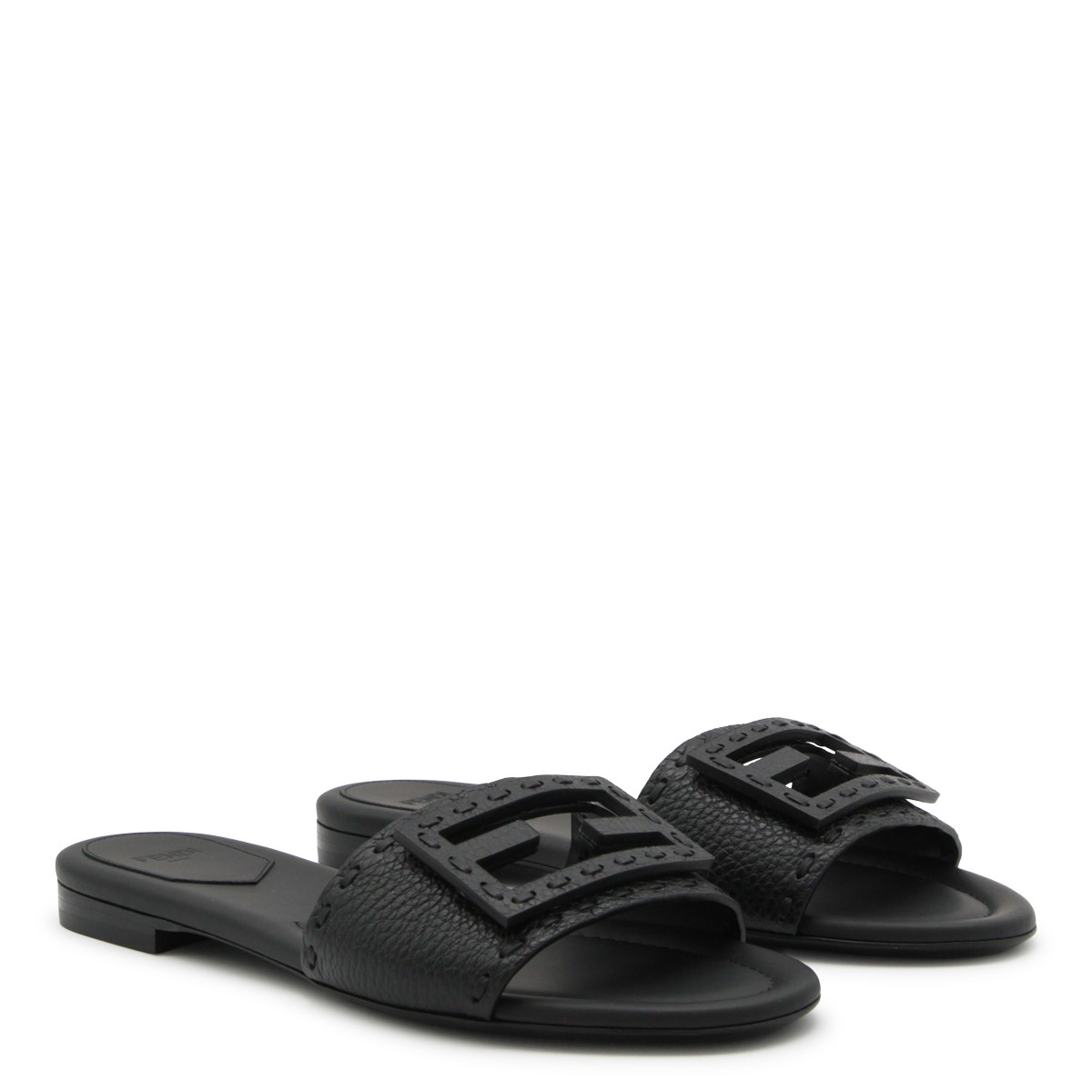 BLACK LEATHER FLATS