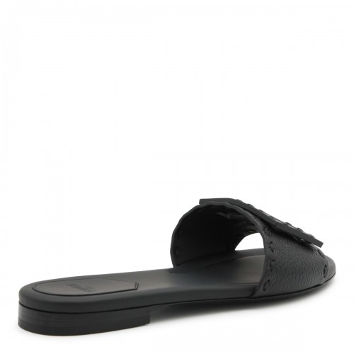 BLACK LEATHER FLATS