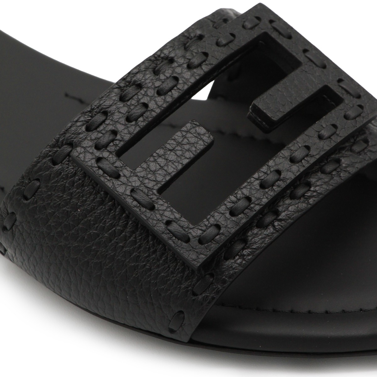 BLACK LEATHER FLATS