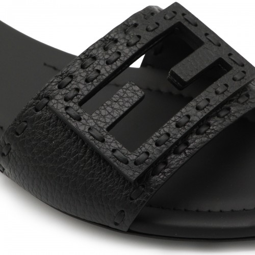 BLACK LEATHER FLATS