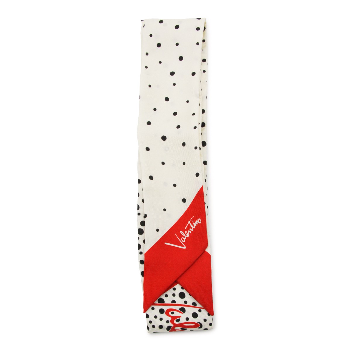WHITE RED AND BLACK SILK SCARF