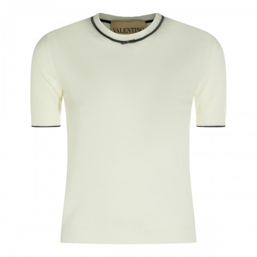 IVORY AND BLACK WOOL KNITWEAR