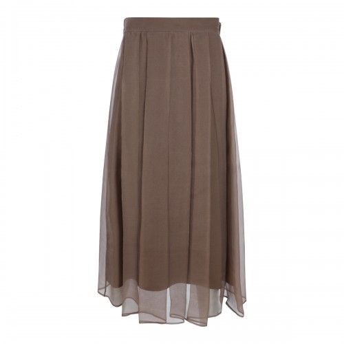 BROWN SILK SKIRT 