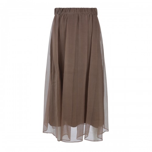BROWN SILK SKIRT 