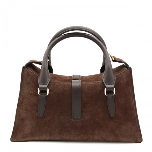 BROWN LEATHER ROXANNE SMALL TOP HANDLE BAG