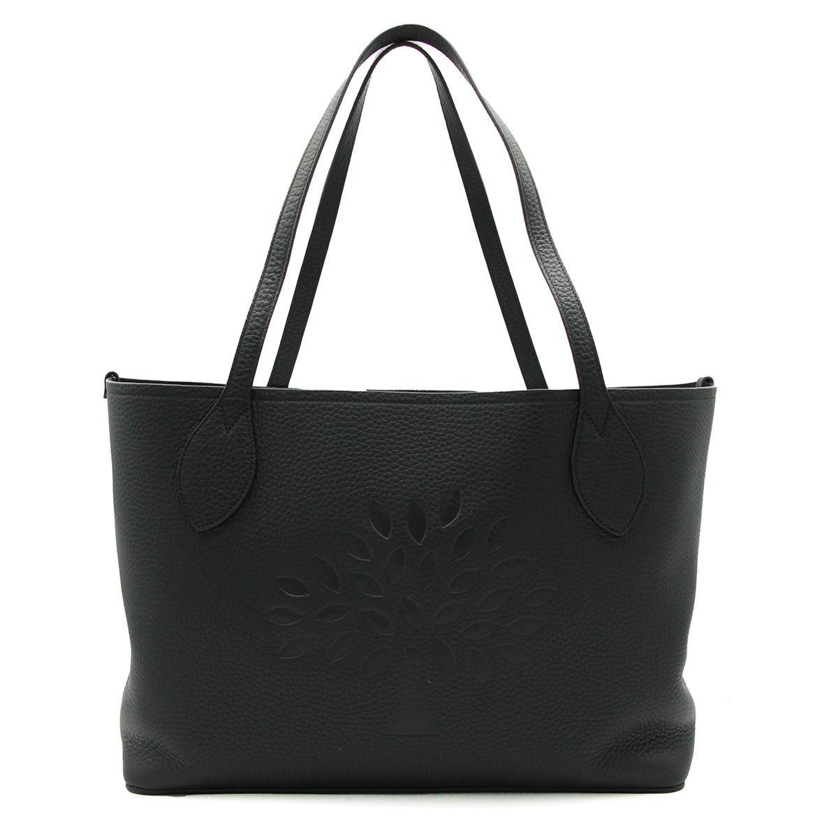 BLACK LEATHER TREE TOTE