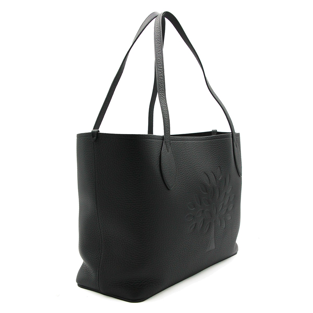 BLACK LEATHER TREE TOTE