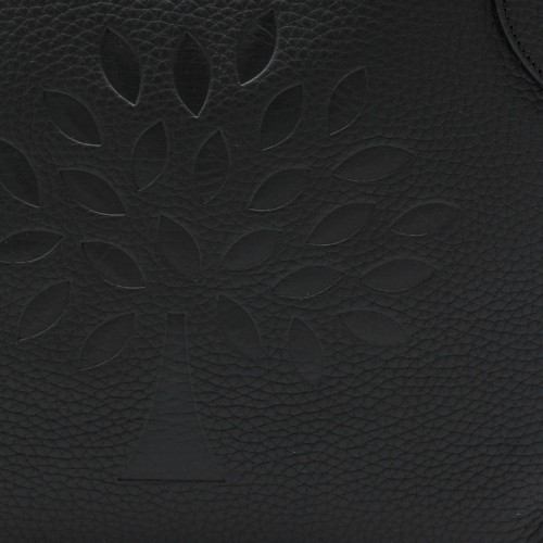 BLACK LEATHER TREE TOTE