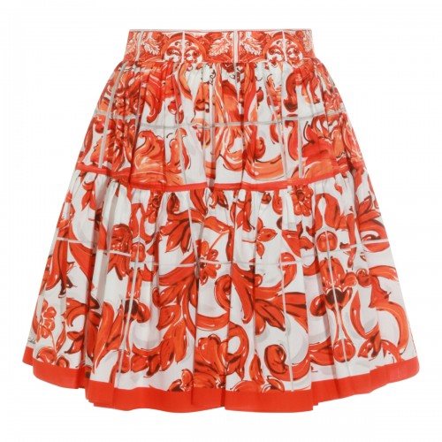 ORANGE AND WHITE COTTON SKIRT