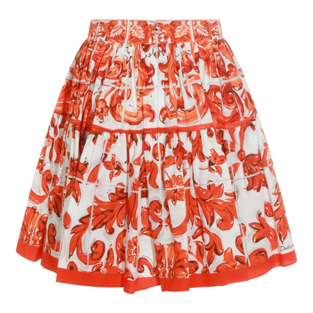 ORANGE AND WHITE COTTON SKIRT