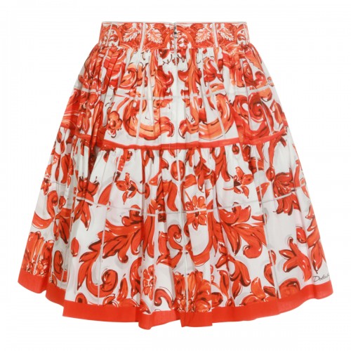 ORANGE AND WHITE COTTON SKIRT