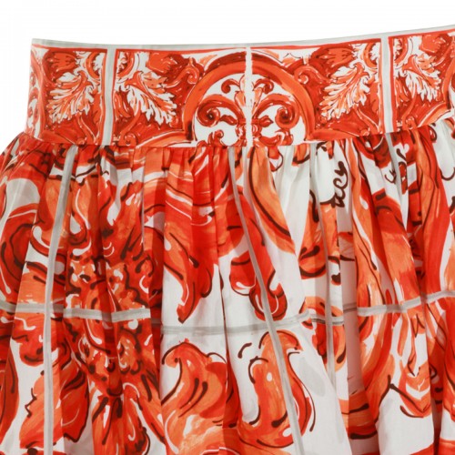 ORANGE AND WHITE COTTON SKIRT