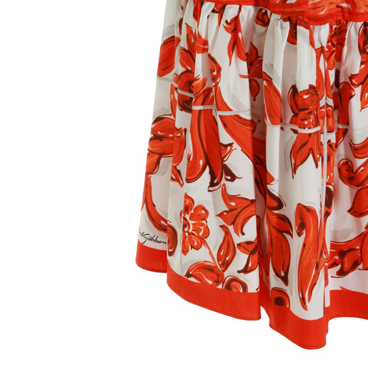 ORANGE AND WHITE COTTON SKIRT