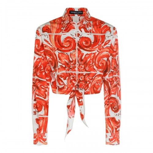 ORANGE AND WHITE COTTON SHIRT
