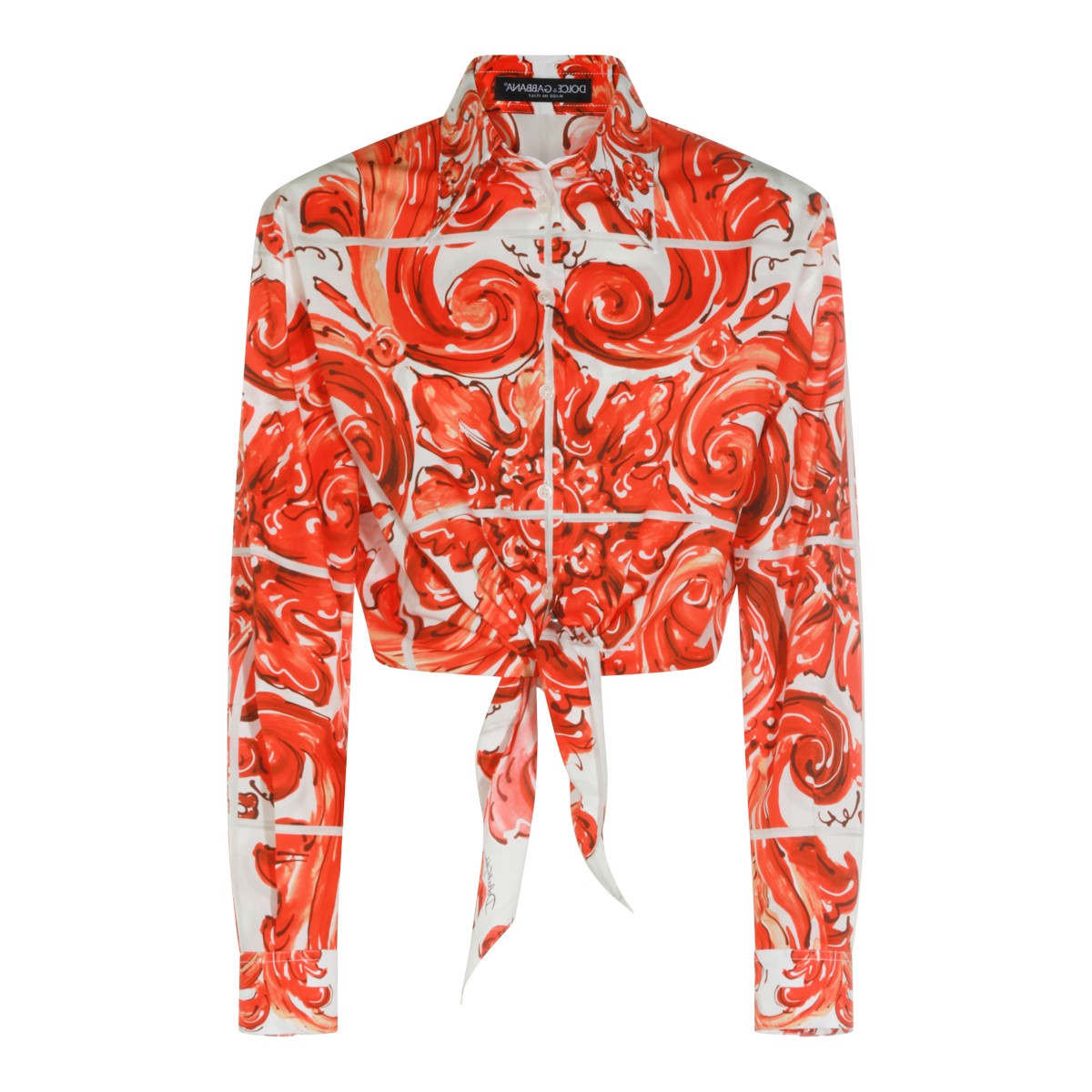 ORANGE AND WHITE COTTON SHIRT