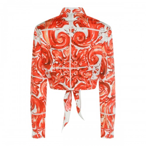 ORANGE AND WHITE COTTON SHIRT