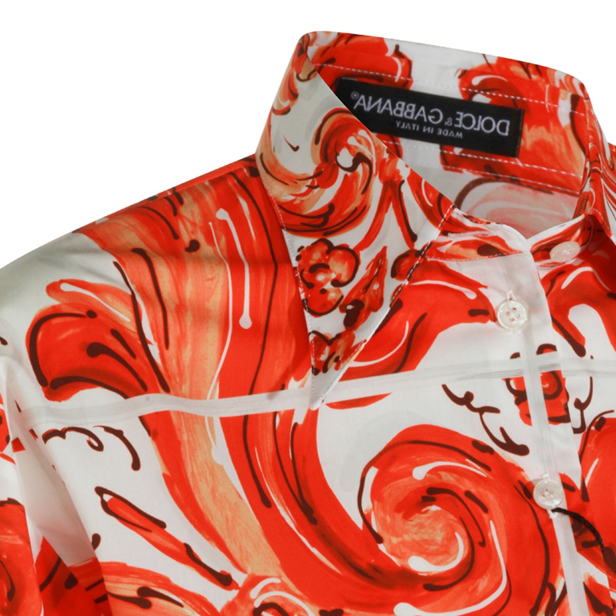 ORANGE AND WHITE COTTON SHIRT