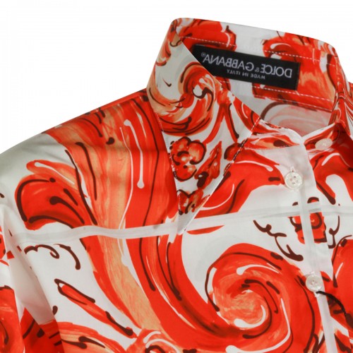 ORANGE AND WHITE COTTON SHIRT
