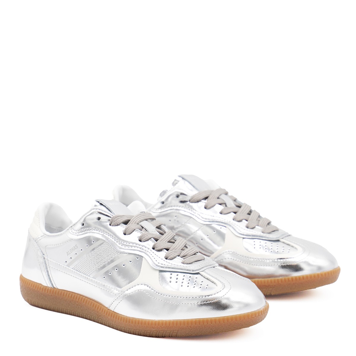 SILVER LEATHER TB 490 SNEAKERS