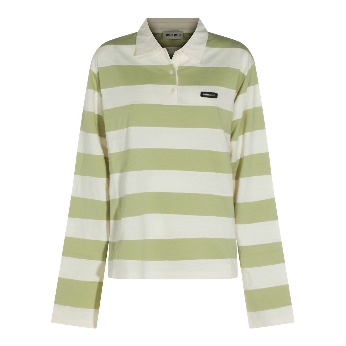 WHITE AND GREEN COTTON POLO SHIRT