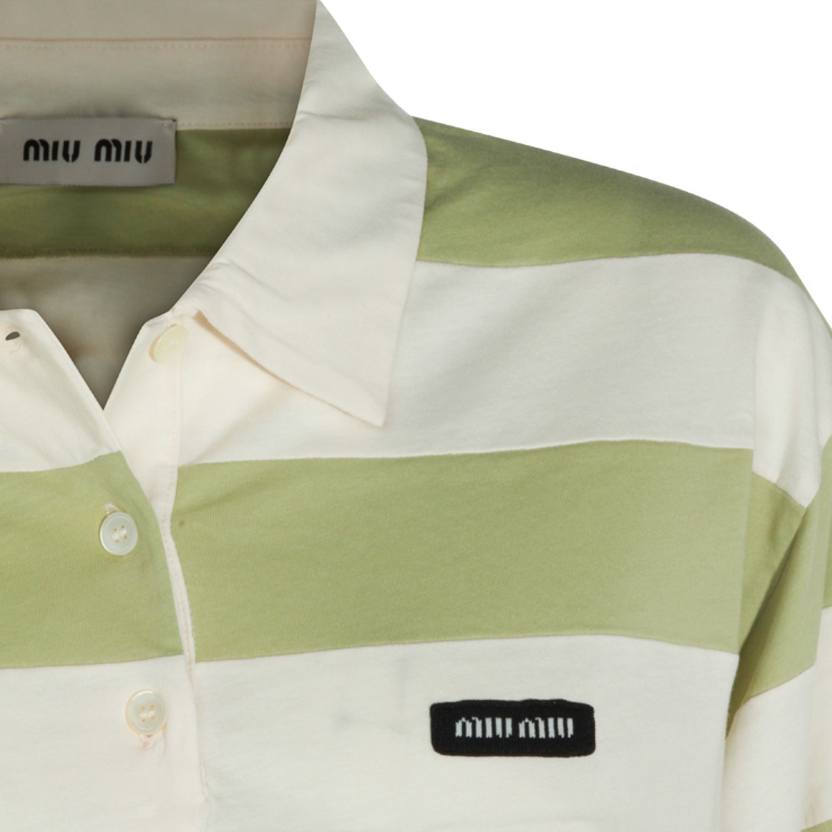 WHITE AND GREEN COTTON POLO SHIRT