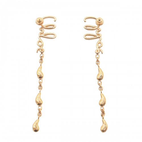 VINTAGE GOLD TONE BRASS EARRINGS