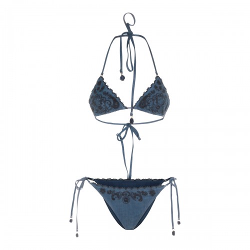 BLUE DENIM COTTON BIKINI