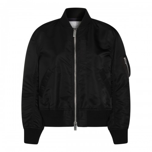 BLACK NYLON CASUAL JACKET